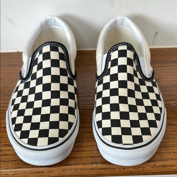 Vans Black and White Checkerboard Slip-On Sneakers - Picture 1 of 4